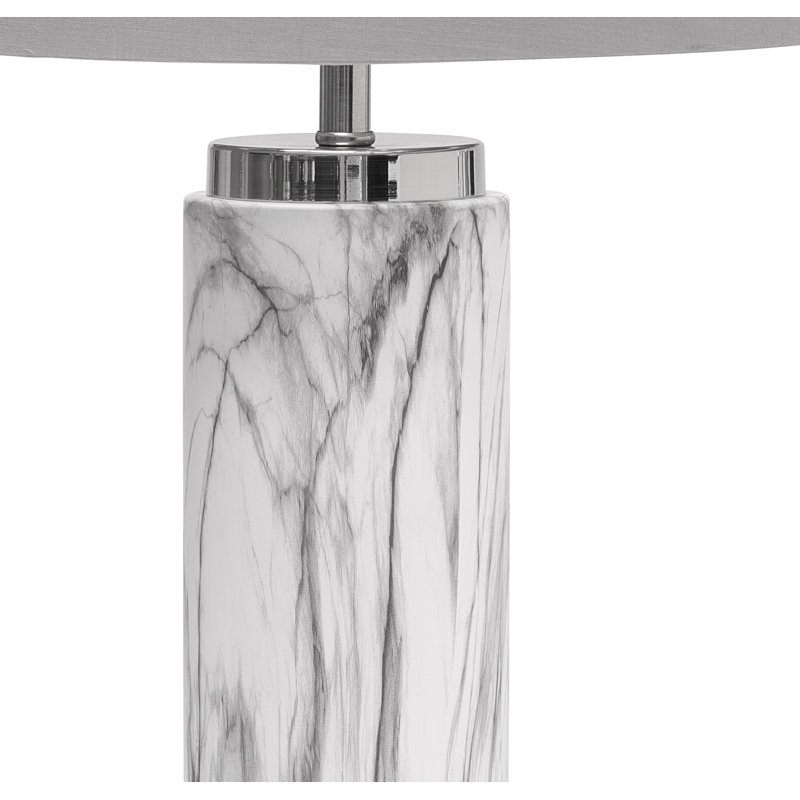 Alisander MARBLE EFFECT 56cm Table Lamp, Light Grey, Silver