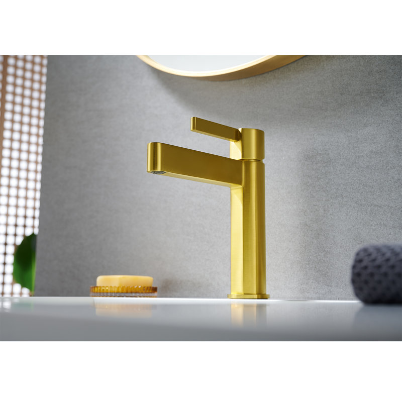 Stila Single Hole Single-Handle Bathroom Faucet , Brushed Gold