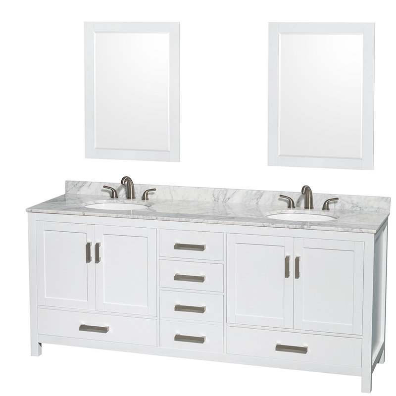 Sheffield 79" Double Bathroom Vanity Base Only, White