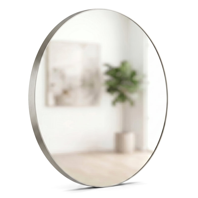 Miroir mural rond FINE FIXTURES, H 18 po x l 18 po, Nickel satiné, Acier Inoxydable