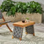 Table pliante en bois avec sangle et tentation tissée, brun noir, 19,61 po de profondeur x 13,34 po de hauteur et 16 po de hauteur, prête à être utilisée sans assemblage