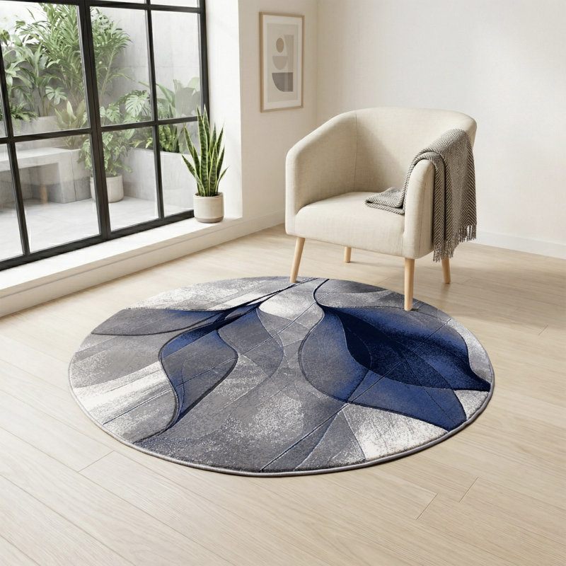 Alexia Collection Abstract Patterned Modern & Contemporary Area Rug, 5'2 Round