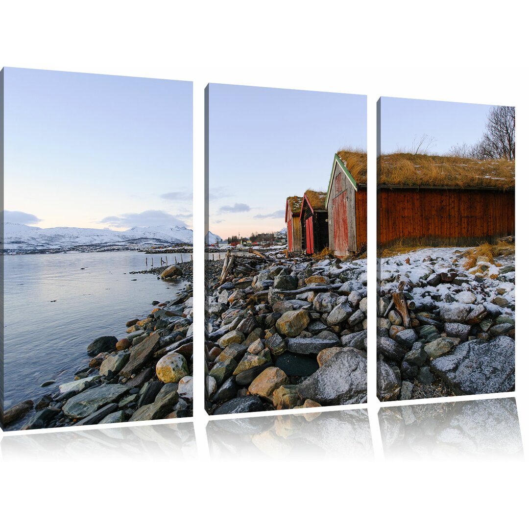 3-tlg. Leinwandbilder-Set Küste der norwegischen See Tromso, Fotodruck