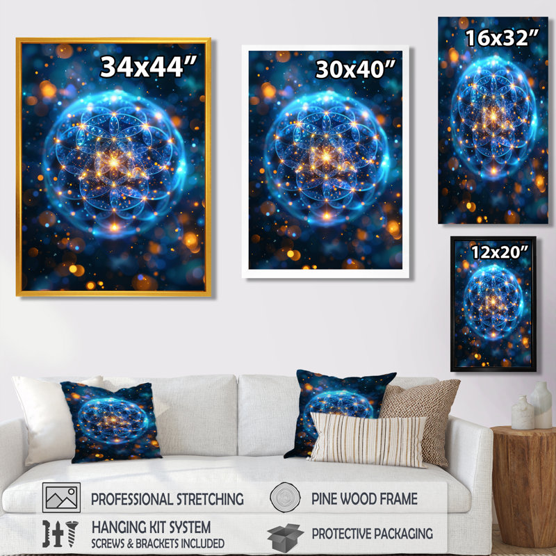 Art mural cosmique géométrique sacrée, H 20 po x l 12 po x P 1 po, Toile tendue