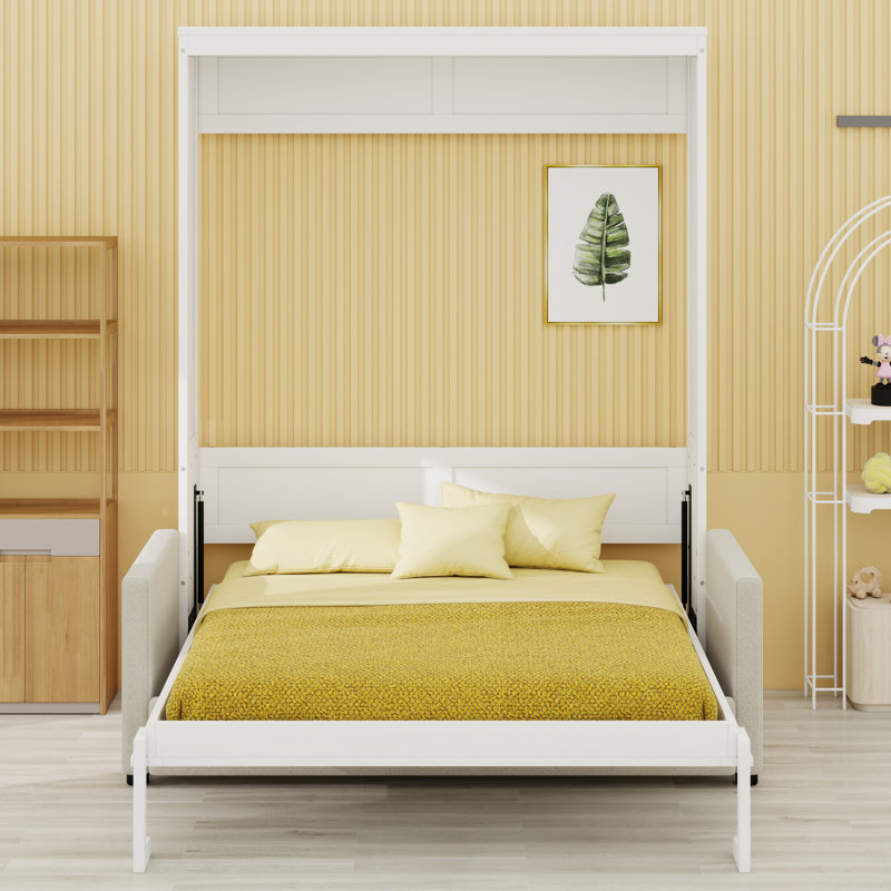 Lit escamotable peu encombrant, Lit double, Blanc