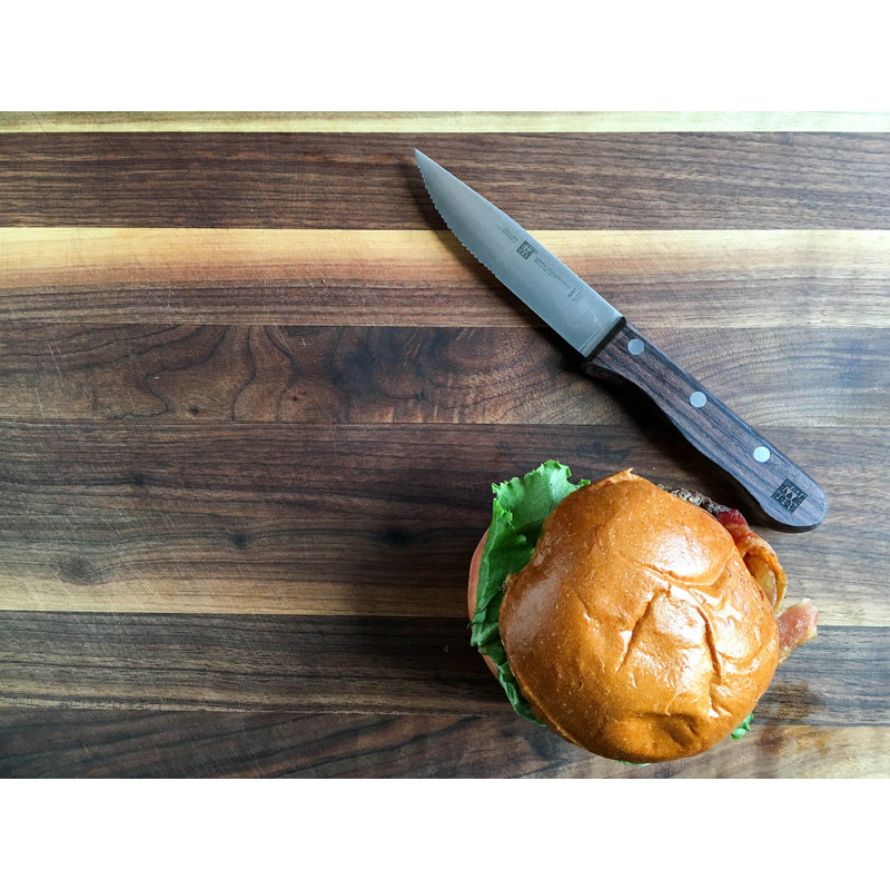 Dark Wood Handle Stainless Steel 4-Piece Steak Knife Set