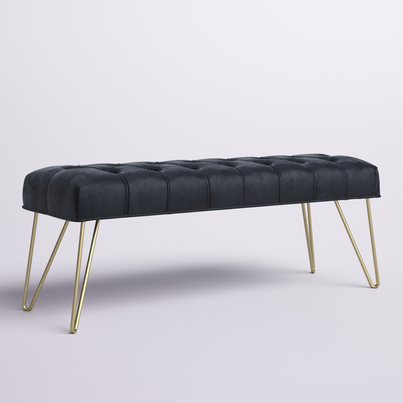 Celia Velvet Upholstered Bench, Black