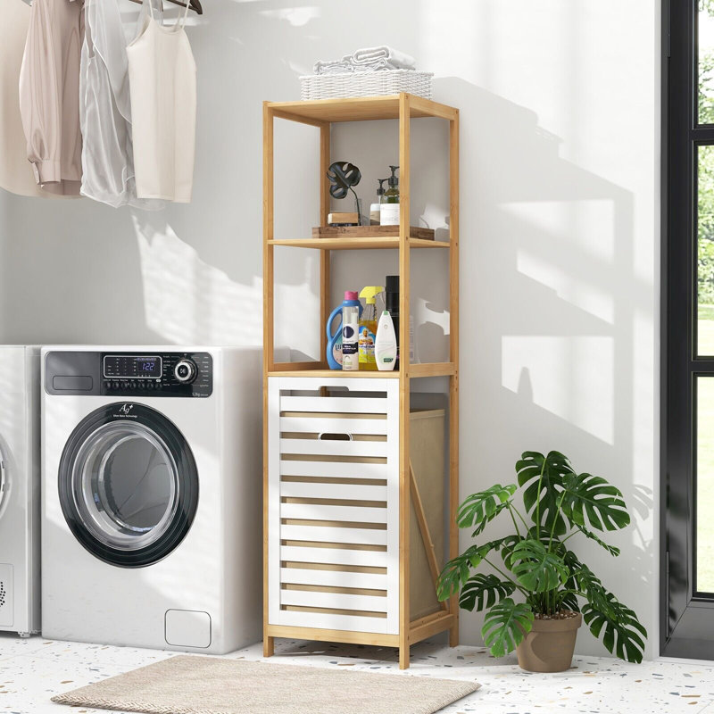 Bamboo Cabinet Laundry Hamper