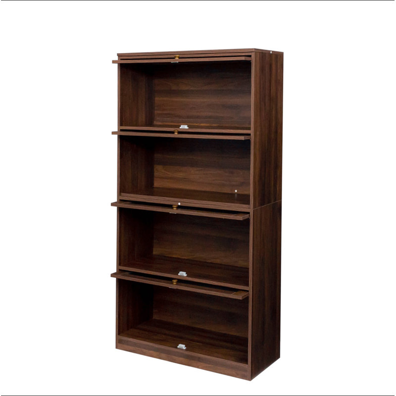 Bibliothèque contemporaine avec portes fermées en verre et armoire de rangement de bureau