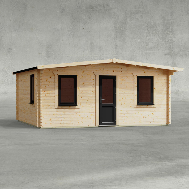 Powersheds 18 x 16ft Apex Deluxe Retreat Log Cabin, Door Central - 44mm