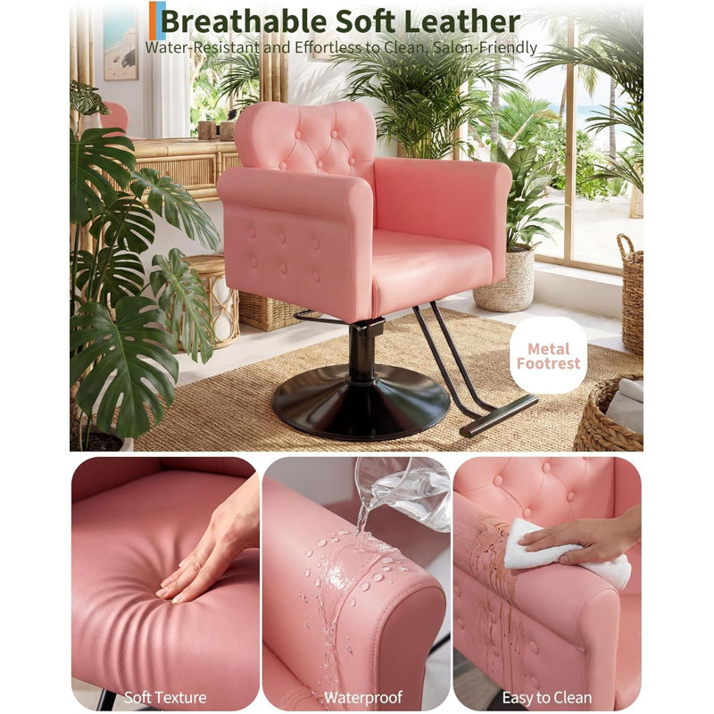 Fauteuil de salon hydraulique pivotant à 360 ° Takywep, fauteuil de coiffeur à hauteur réglable, fauteuil de coupe en mousse de polyuréthane, charge maximale de 330 lb pour coiffeur