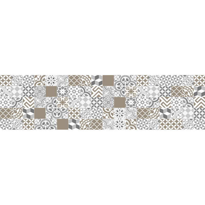 Genevieve Vinyl Machine Printed Area Rug, Rectangle 2'7.5" x 9'10.1"