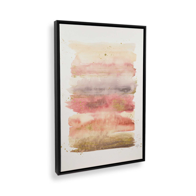 Impression de l'aube dorée v1, Cadre flottant noir satiné, H 30,75 po x l 20,75 po x P 1,75 po