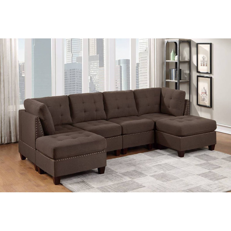 Canapé modulaire de coin avec repose-pieds de 116 po de large à gauche