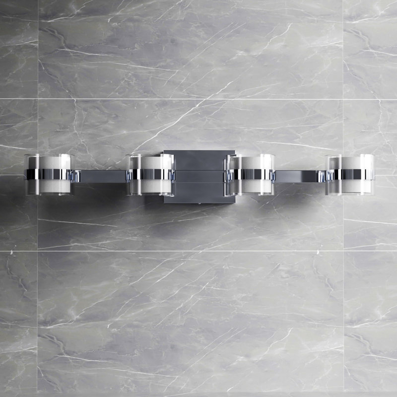 Kinston 4 - Light 27.56"W Dimmable LED Chrome ETL Vanity Light 3000K/4000K/5000K 3CCT Adjustable, 4, Mirror Chrome