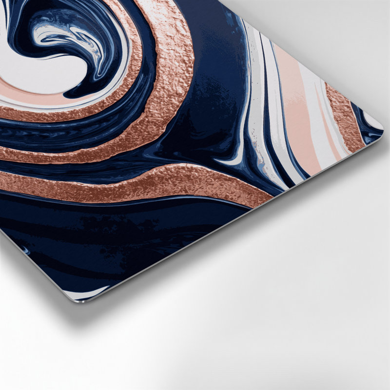 Art abstrait abstrait en métal bleu 77, H 12 po x l 12 po