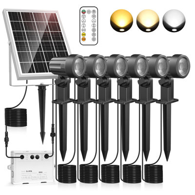 Black Low Voltage Solar Powered Integrated LED Spot Light (Set of 6)