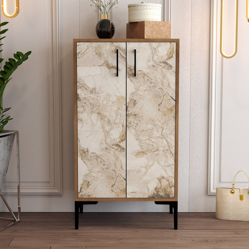 Padang 20 Pair Shoe Storage Cabinet, White/Brown