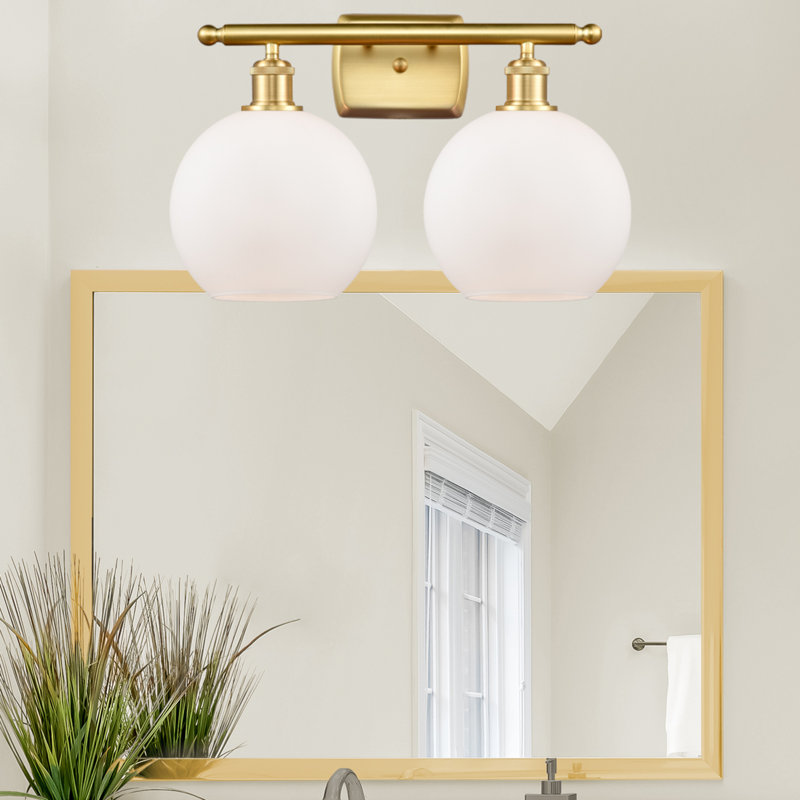 Almatine 2 - Light Vanity Light, Matte White, Satin Gold, Incandescent