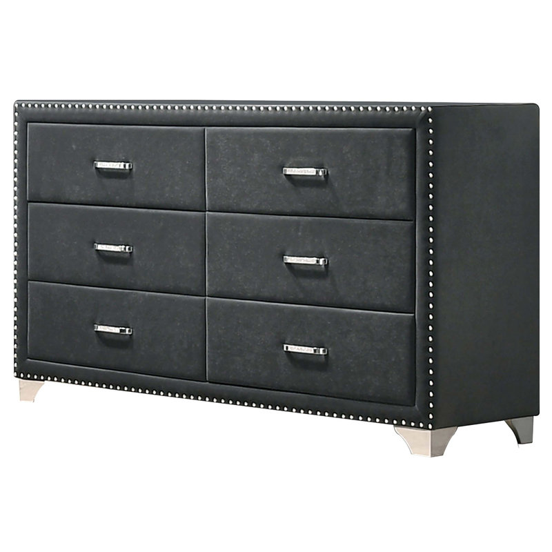 Commode rembourrée à 6 tiroirs Kennedy, Gris