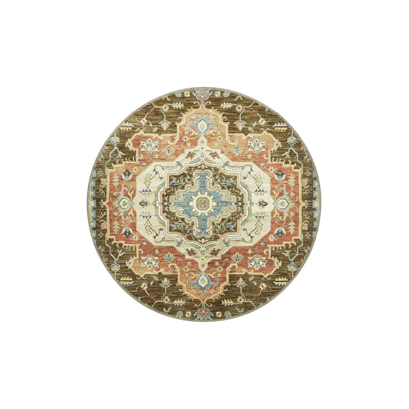 Tapis décoratif kaki traditionnel lavable à la machine, Tapis de couloir 3 pi 3 po x 9 pi 10 po