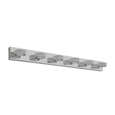 Luminaire de salle de bain 45 po à 6 lumières DEL moderne 45 po, élégant luminaire mural chromé pour miroir, douche et décoration de salle de bain
