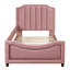Lit de jour simple en velours rose avec dossier à rayures élégantes-1249150005