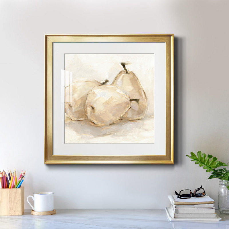 White Pear Study II - reproduction encadrée de qualité supérieure - prête à être accrochée, Cadre doré