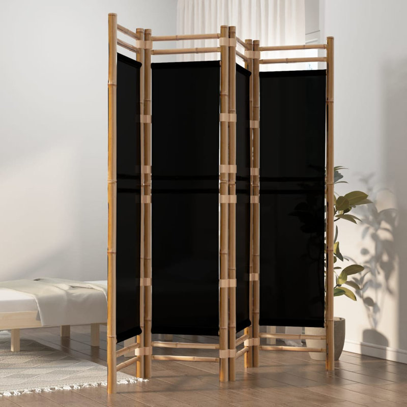 Venuti 457.2cm H Folding Room Divider, 4, 180cm W x 160cm L, Black