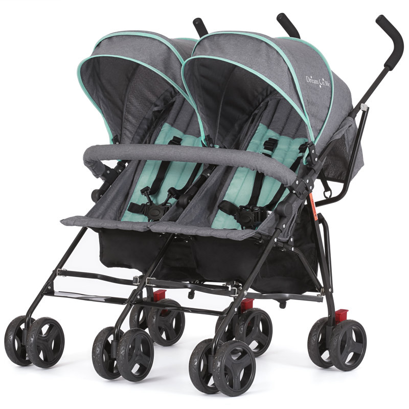 Dream On Me Volgo Twin Umbrella Stroller, Mint/Gray