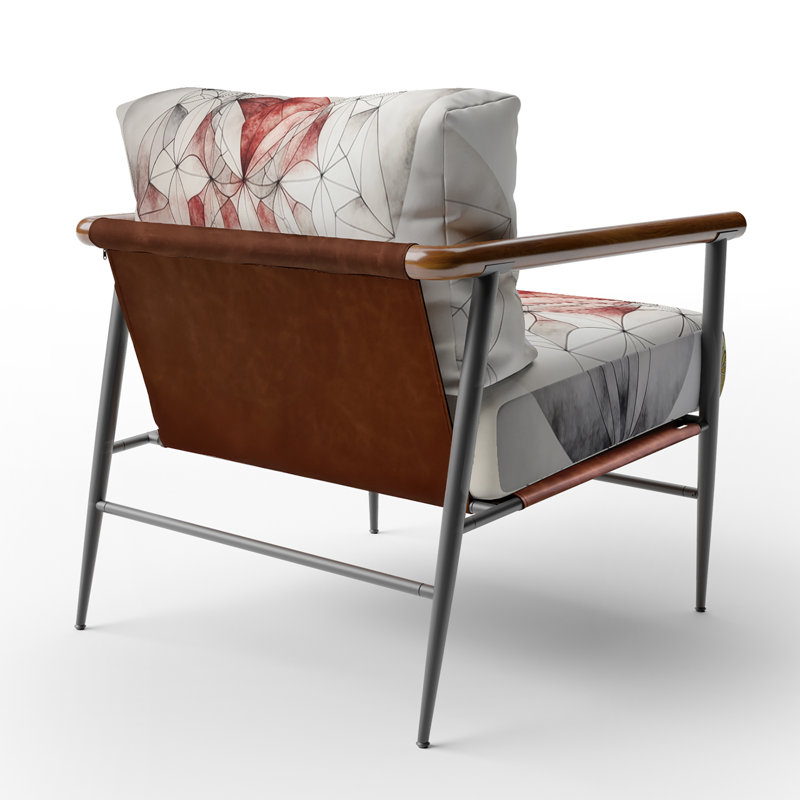 Géométrie sacrée aux tons vintage IV - Fauteuil contemporain recouvert de velours, fauteuil d'appoint géométrique abstrait