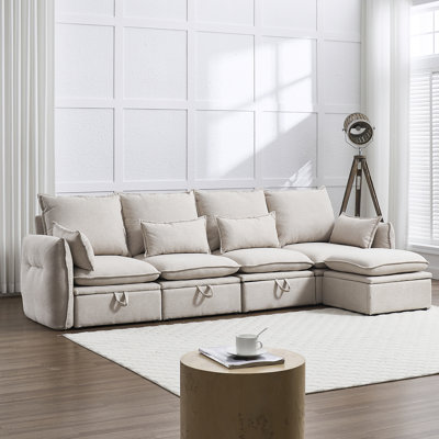 114" 5-Piece Sectional Sofa With Ottoman