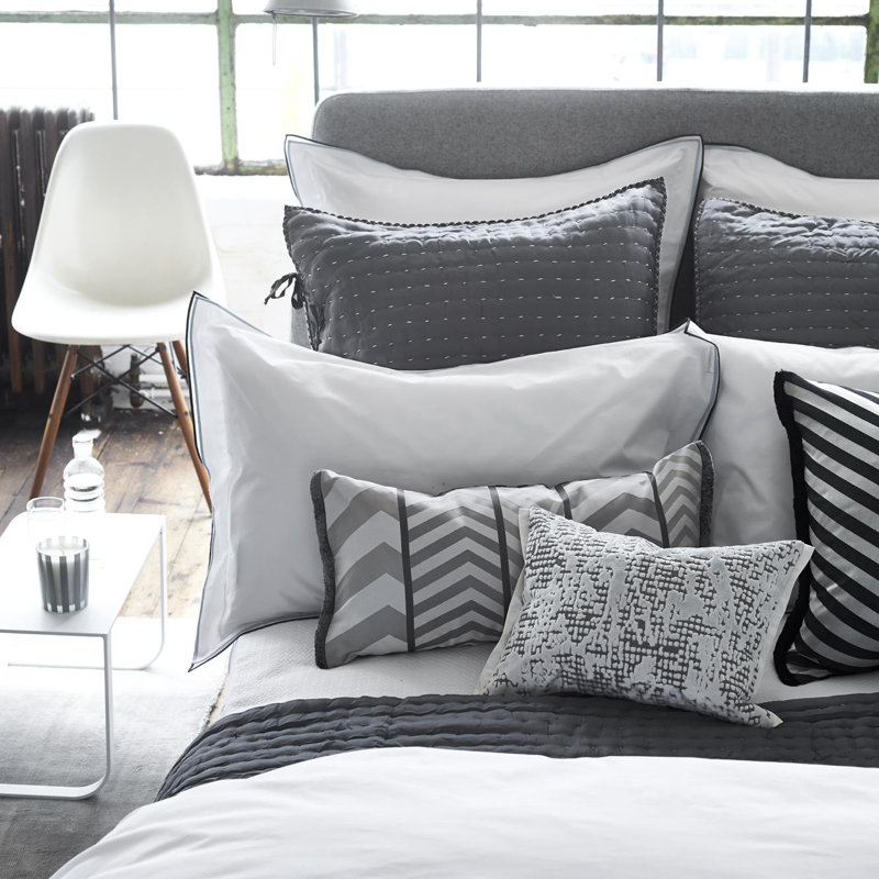 Astor Cotton Duvet Cover, Queen Duvet Cover, Charcoal/Dove