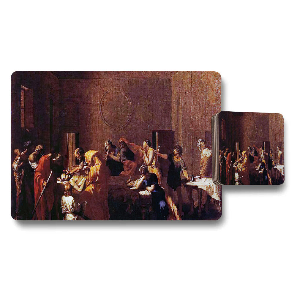 Classic Art Banquet Scene Placemat and Coaster Set For Dining