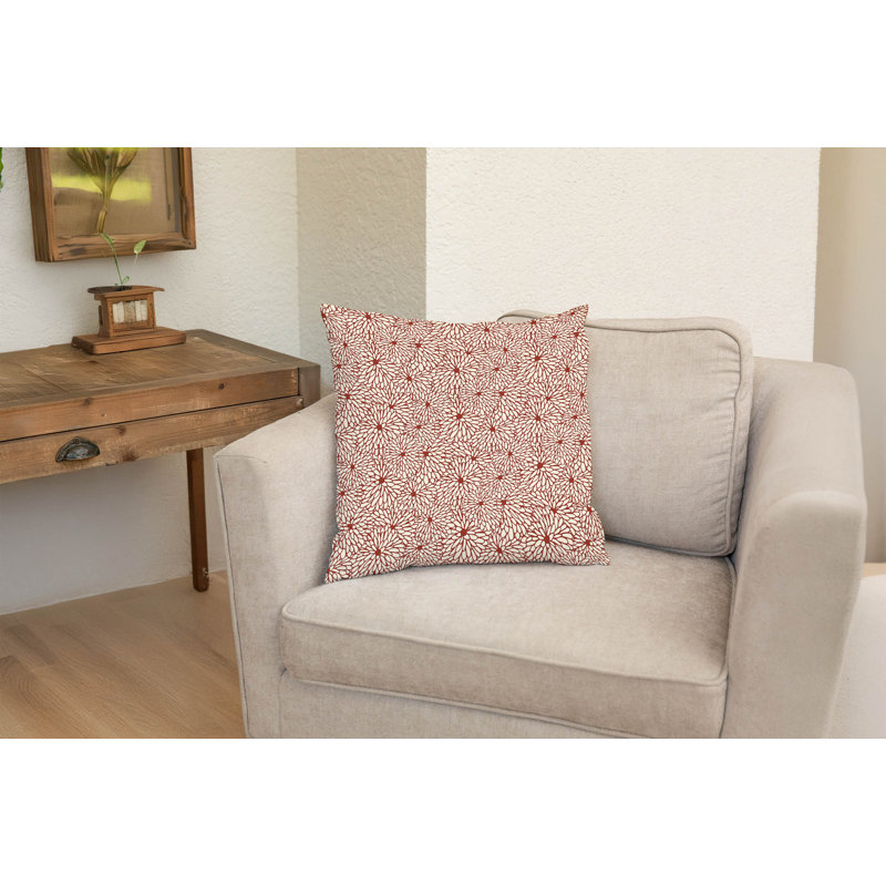 Coussin décoratif Chrysanthemum Bloom, Carré 20 po, Brique argile florale