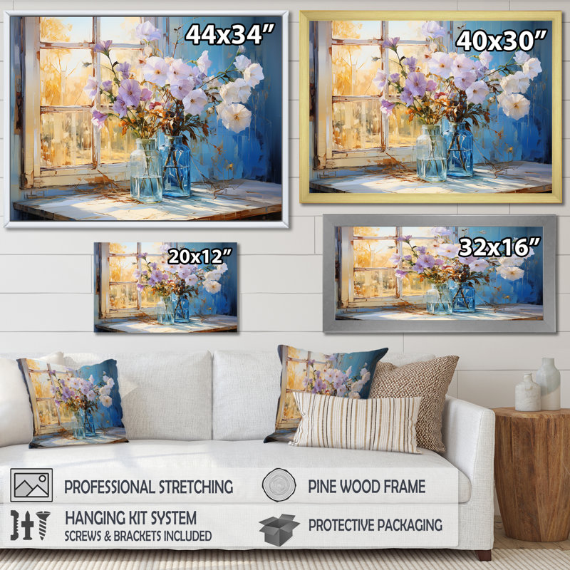 Décoration murale Morning Glory Farmhouse, H 16 po x l 32 po x P 1 po, Cadre flottant doré