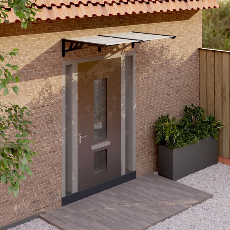 Vidaxl Door Canopy Black And Transparent Polycarbonate, 10.8" H x 60" W x 35.4" D