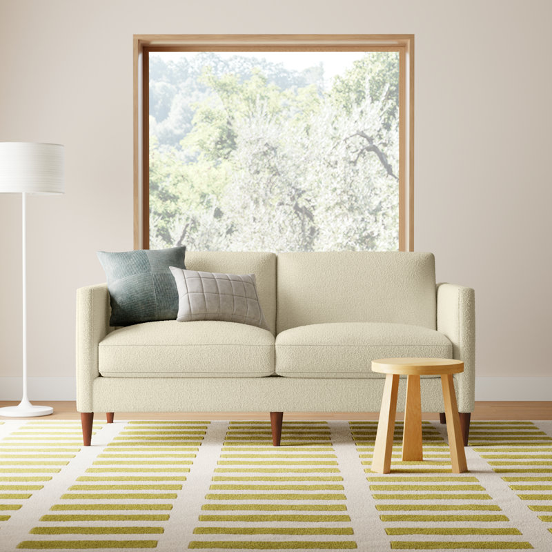 Clifford Upholstered Custom Studio Sofa, Davis Pearl Performance Bouclé