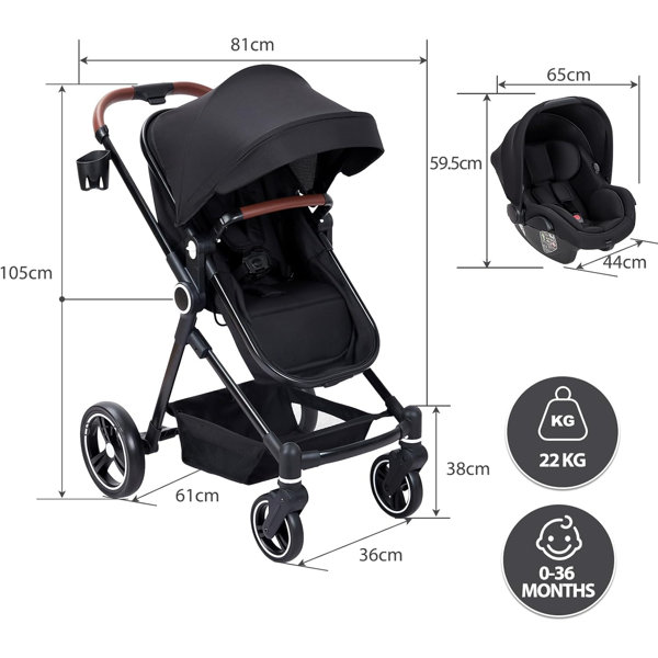 Pram Systems Names FXSGER Pushchair 3 in 1 Complete Set up to 26 kg, High-Quality Fabrics ...
