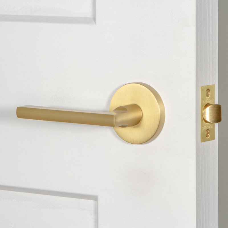 Viaggio Circolo Rosette Double Dummy, Satin Brass, Round, Modern Industrial Lever Handle