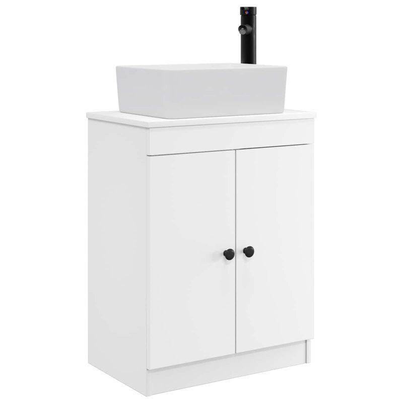 Single Bathroom Vanity with Ceramic Basin, White