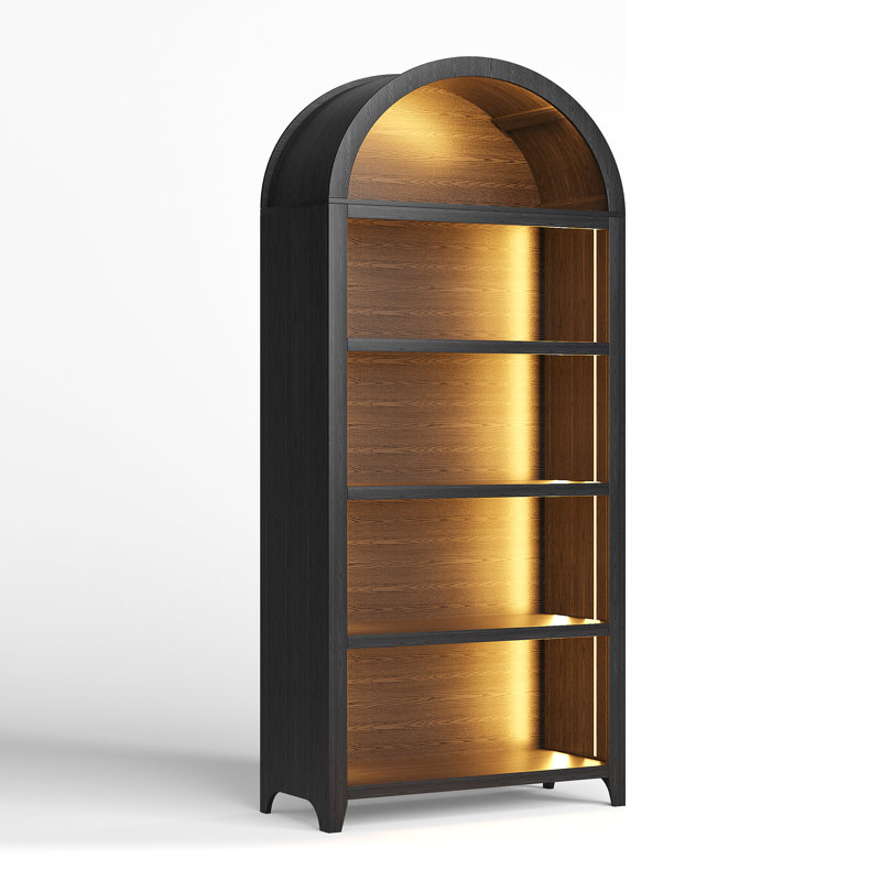 Armoire de rangement arquée à 5 tablettes de 29,5 po de largeur avec capteur tricolore, Noir mat