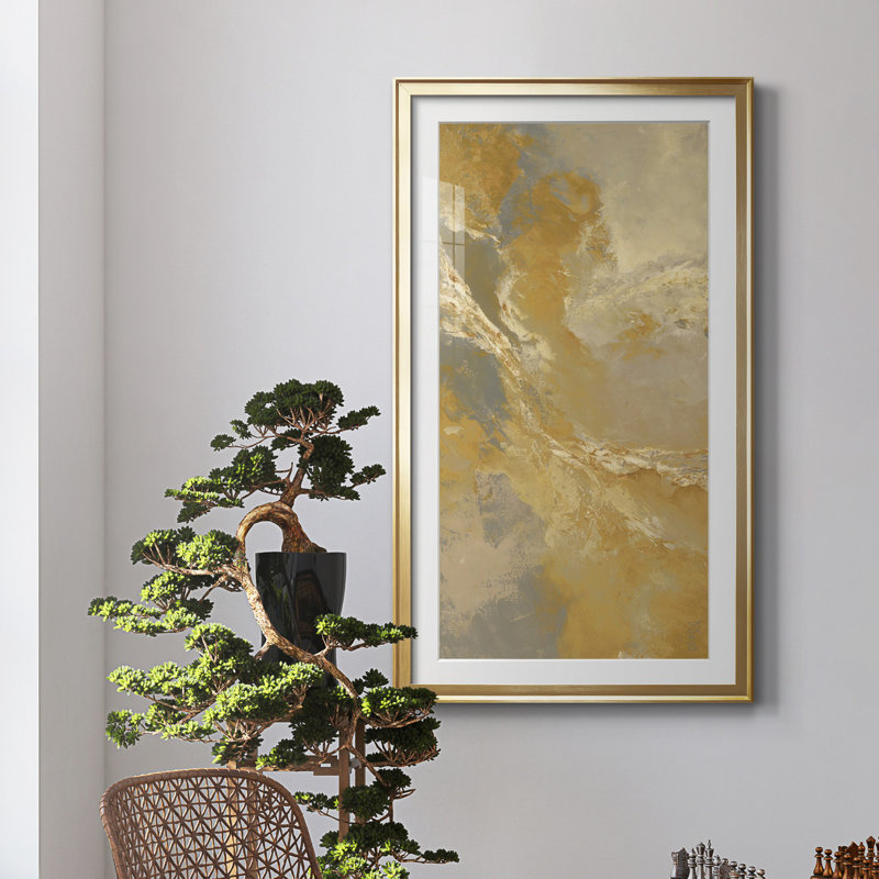Ruée vers l'or - reproduction d'art, H 10,5 po x l 18,5 po x P 1,5 po, Papier encadré doré, Blanc