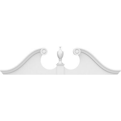 64"W x 16"H x 2-3/4"P Rams Head Architectural Grade PVC Pediment (Urn Ships Unattached in Box)