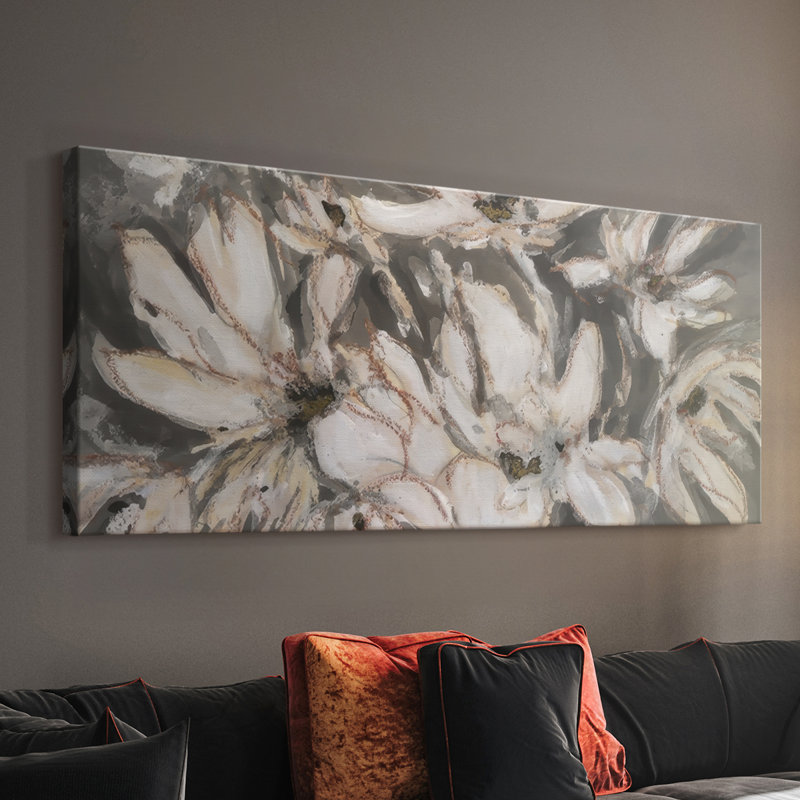 Magnolia embelli I - Toile tendue avec châssis - Prêt à accrocher, H 12 po x l 30 po