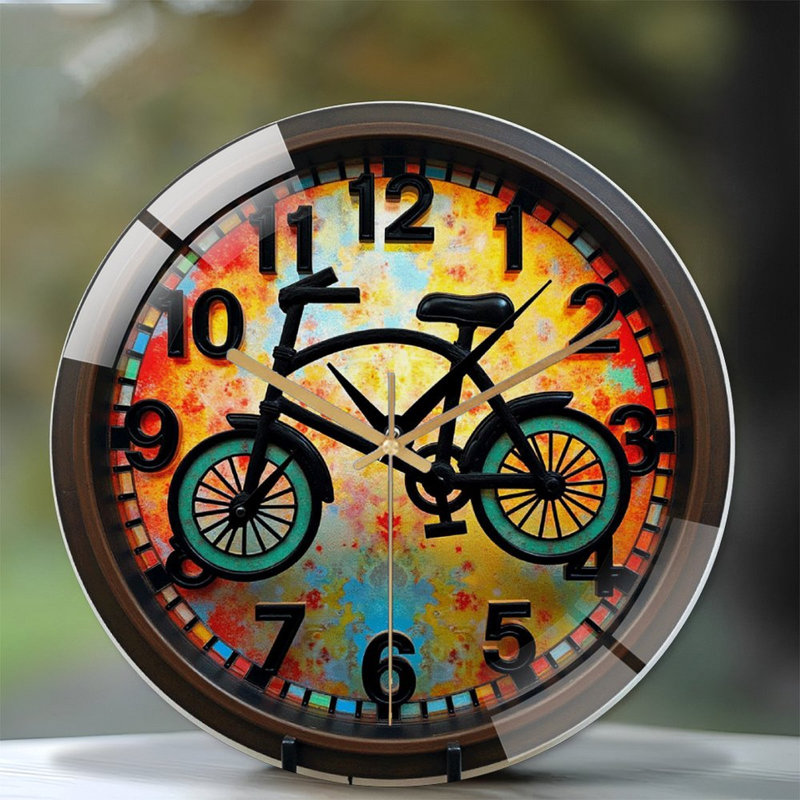 Horloge murale rétro avec arrière-plan coloré - horloge murale moderne en verre 12 po
