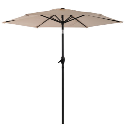 Parasol d'extérieur 10 pi avec bouton poussoir inclinable et manivelle - Parasol pour terrasse de jardin (base vendue séparément), beige