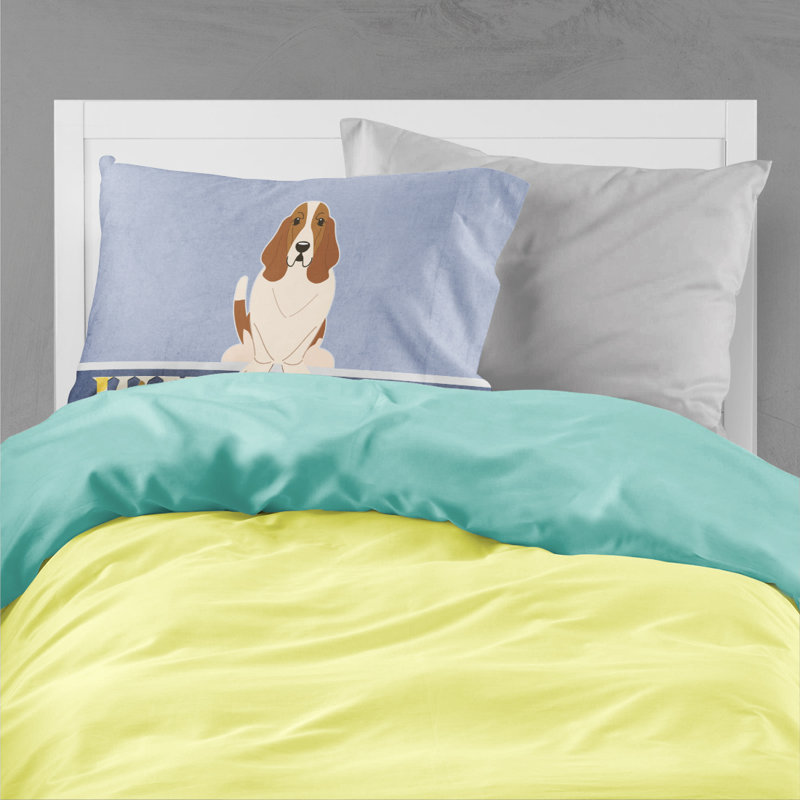 Taie d’oreiller welcome, Basset hound brun