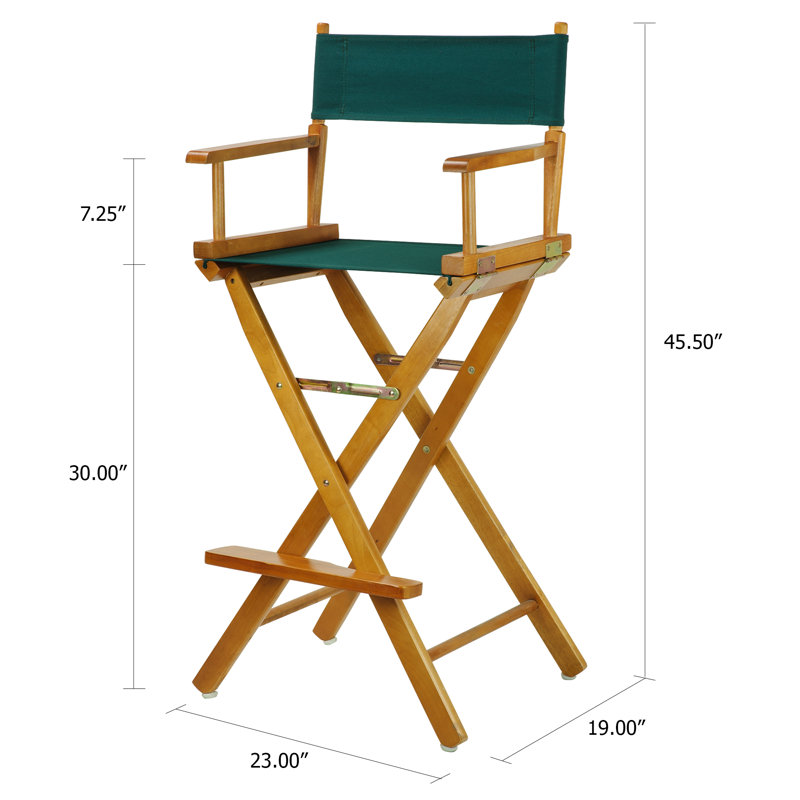 30" Folding Director Chair with Canvas, Hunter Green, Honey Oak