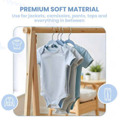 Paquet de 30 cintres en velours pour enfants, paquet de 30 crochets en velours pour enfants et tout-petits, cintres légers pour enfants 11 po pour garde-robe